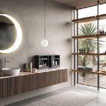 Aménagement design italien avec vasque et miroir lumineux par Aran Cucine Montpellier