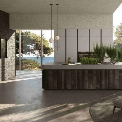 Cuisine haut de gamme Montpellier avec îlot central végétalisé par Aran Cucine Store