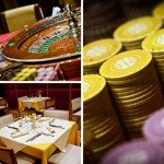 Roulette, jetons de casino et table de restaurant au Casino de Saint-Julien