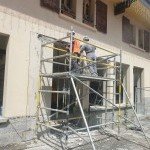 Travaux de reprise de structure en hauteur sur échafaudage BTP
