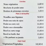Carte du restaurant Basilic Thaï proposant des plats thaïlandais à La Roche-sur-Foron