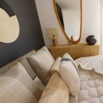 Chambre élégante mêlant décoration moderne et éléments boisés, conçue par Sakura Design