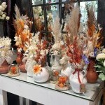 Compositions florales aux couleurs d'automne, avec des tons chauds