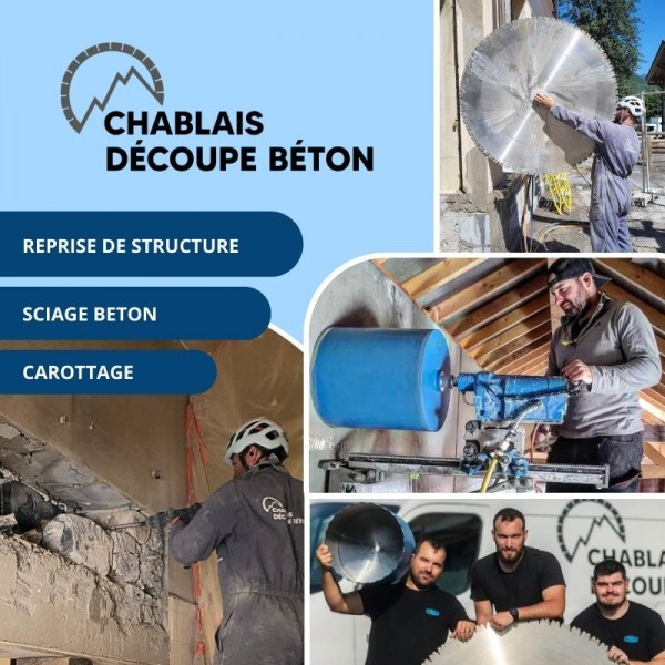Présentation de Chablais Découpe Béton, entreprise du BTP spécialisée en sciage et carottage béton