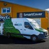 Marquage adhésif et covering partiel sur un utilitaire blanc Isopro réalisé en Haute-Savoie