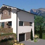 Maison individuelle sur terrain en pente avec vue montagne, projet de construction en Haute-Savoie par Maisons des 2 Savoie